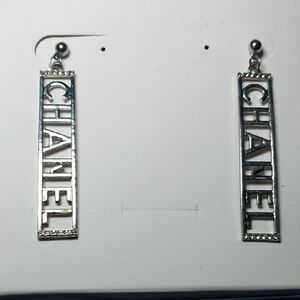 CHANEL Silver Drop Earrings